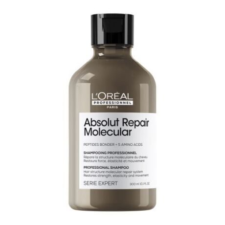L'Oréal Molecular šampūnas – molekulinį atkūrimą užtikrinantis šampūnas pažeistiems plaukams, 300 ml pakuotė