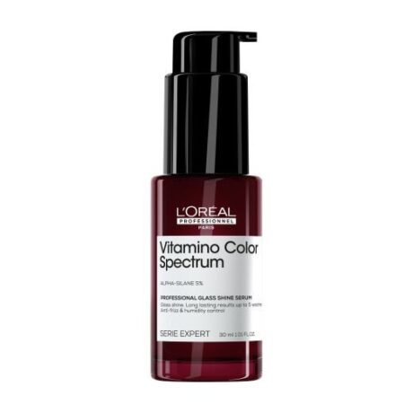 L’Oréal Professionnel Vitamino Color Spectrum žvilgesio suteikiantis serumas tamsiems plaukams, 30 ml buteliukas.